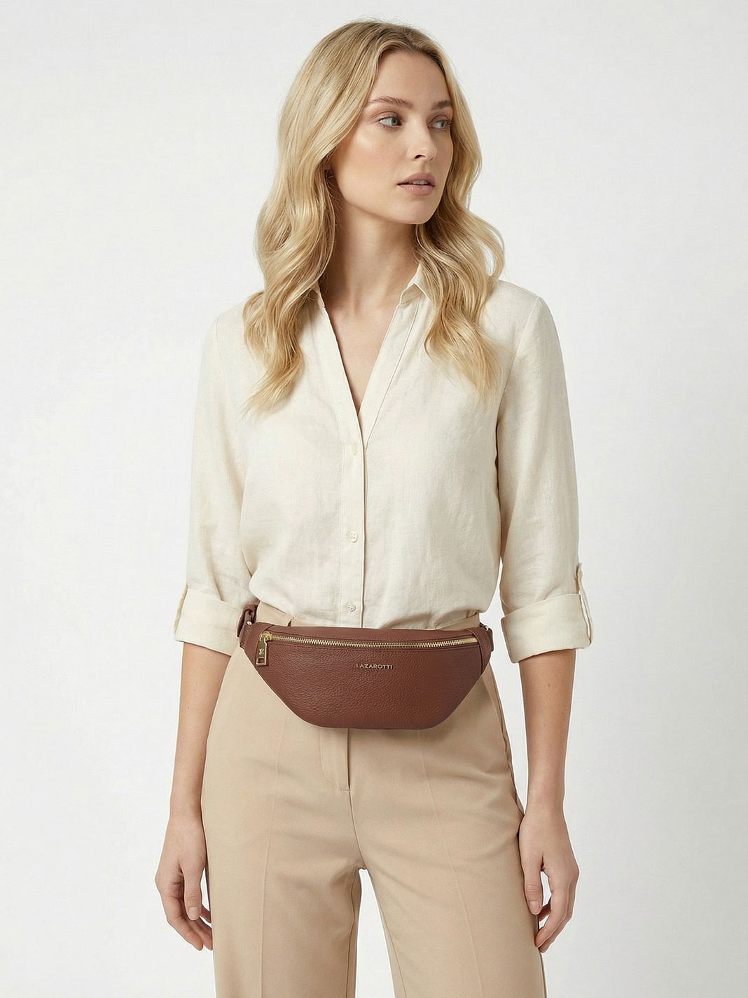 Lazarotti Bologna Leather Riñonera Piel natural 31 cm Lazarotti Bologna Leather Riñonera Piel natural 31 cm