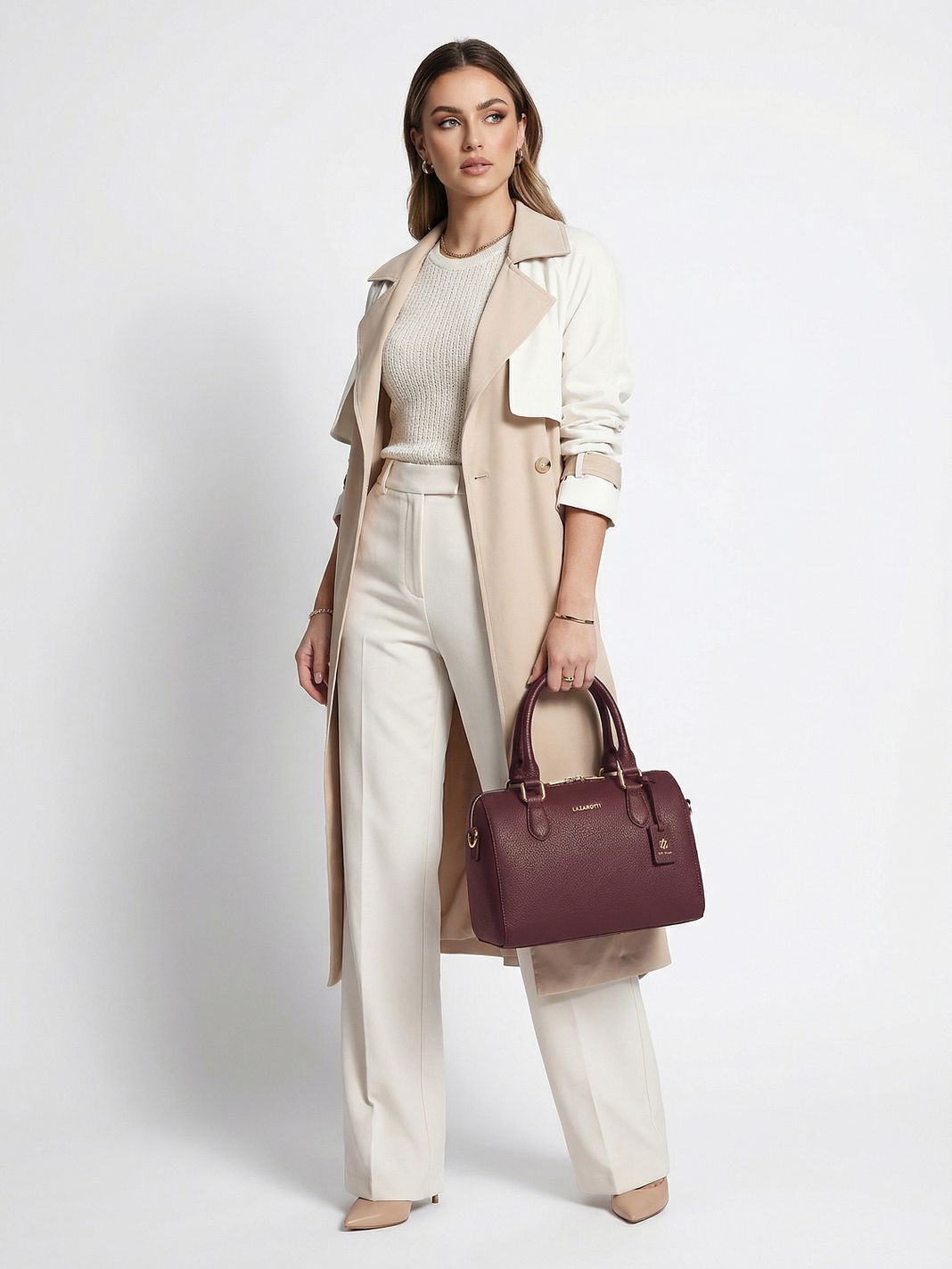 Lazarotti Bologna läderbowlingväska, handväska, crossbody-väska, läder, 26 cm