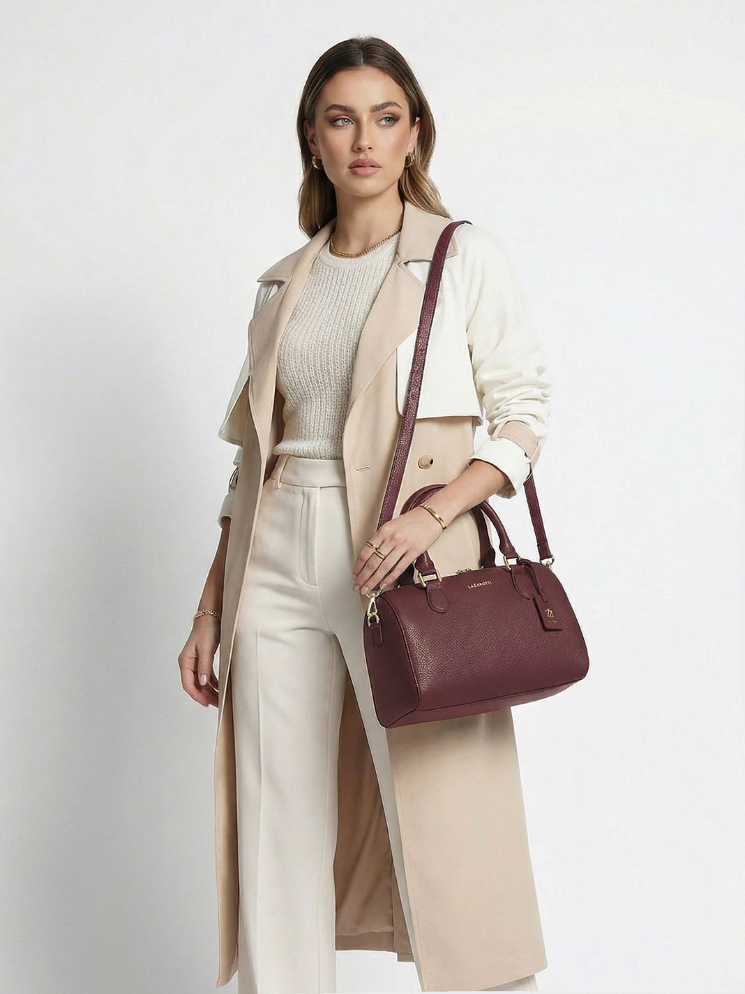 Lazarotti Bologna läderbowlingväska, handväska, crossbody-väska, läder, 26 cm