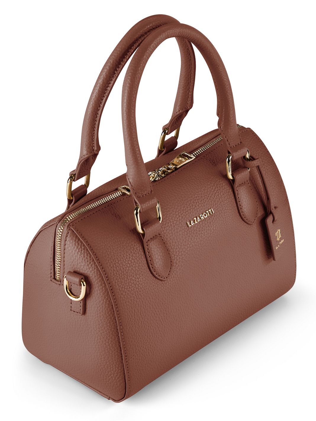 Lazarotti Bologna läderbowlingväska, handväska, crossbody-väska, läder, 26 cm