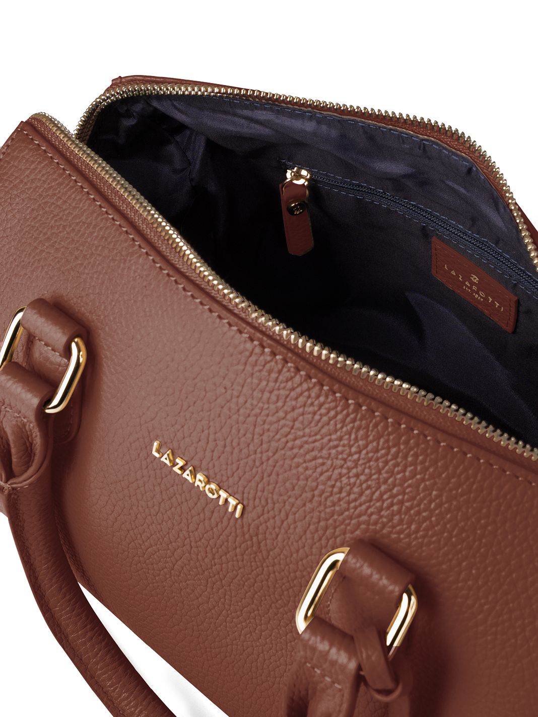 Lazarotti Bologna läderbowlingväska, handväska, crossbody-väska, läder, 26 cm
