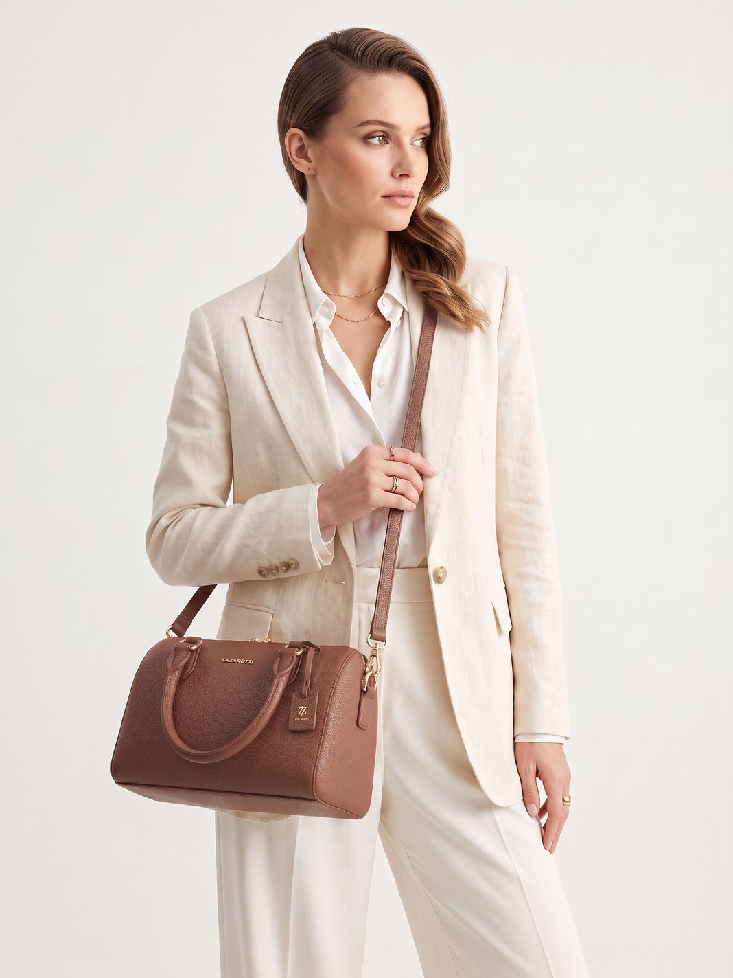 Lazarotti Bologna läderbowlingväska, handväska, crossbody-väska, läder, 26 cm