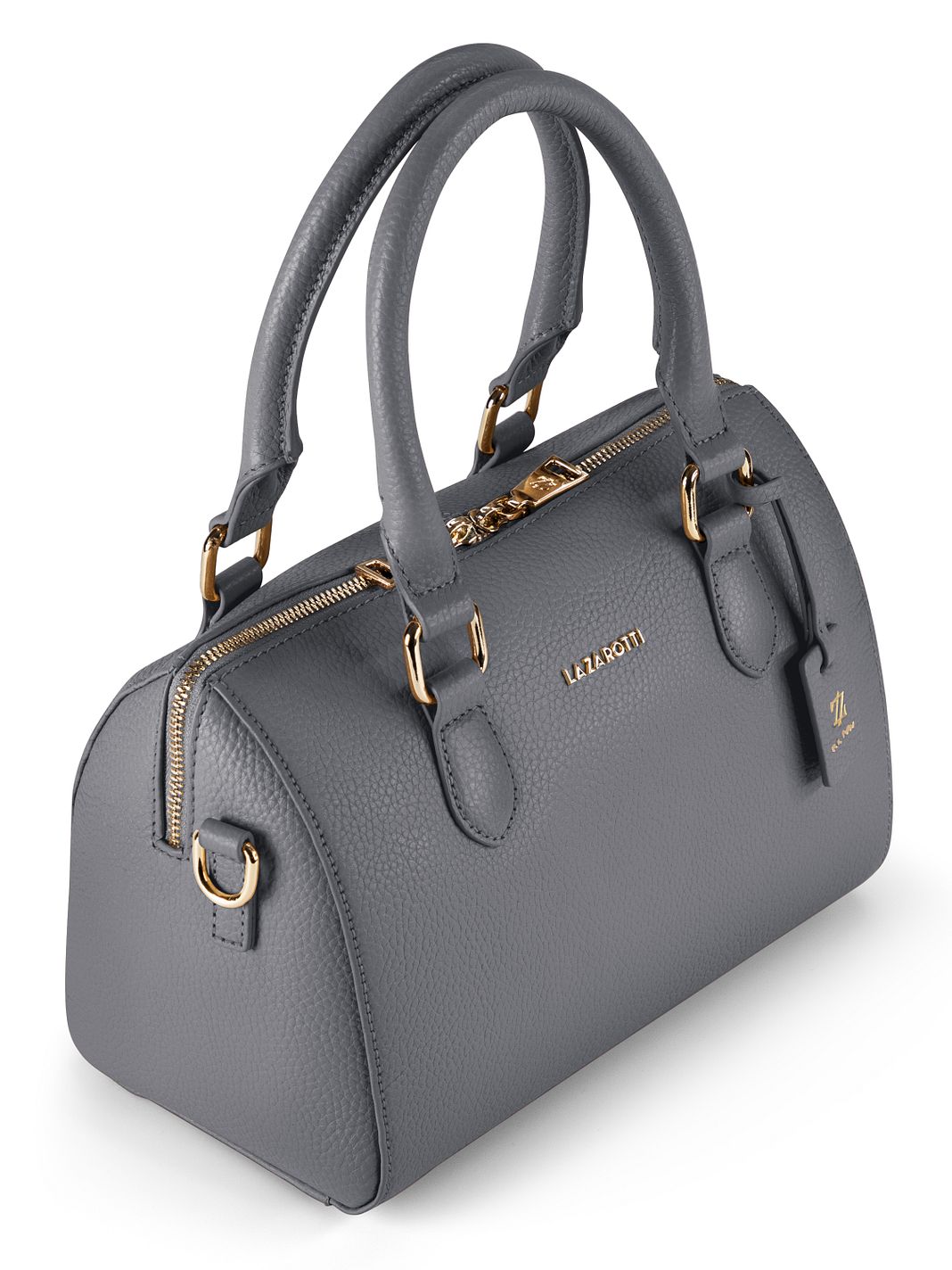 Lazarotti Bologna läderbowlingväska, handväska, crossbody-väska, läder, 26 cm