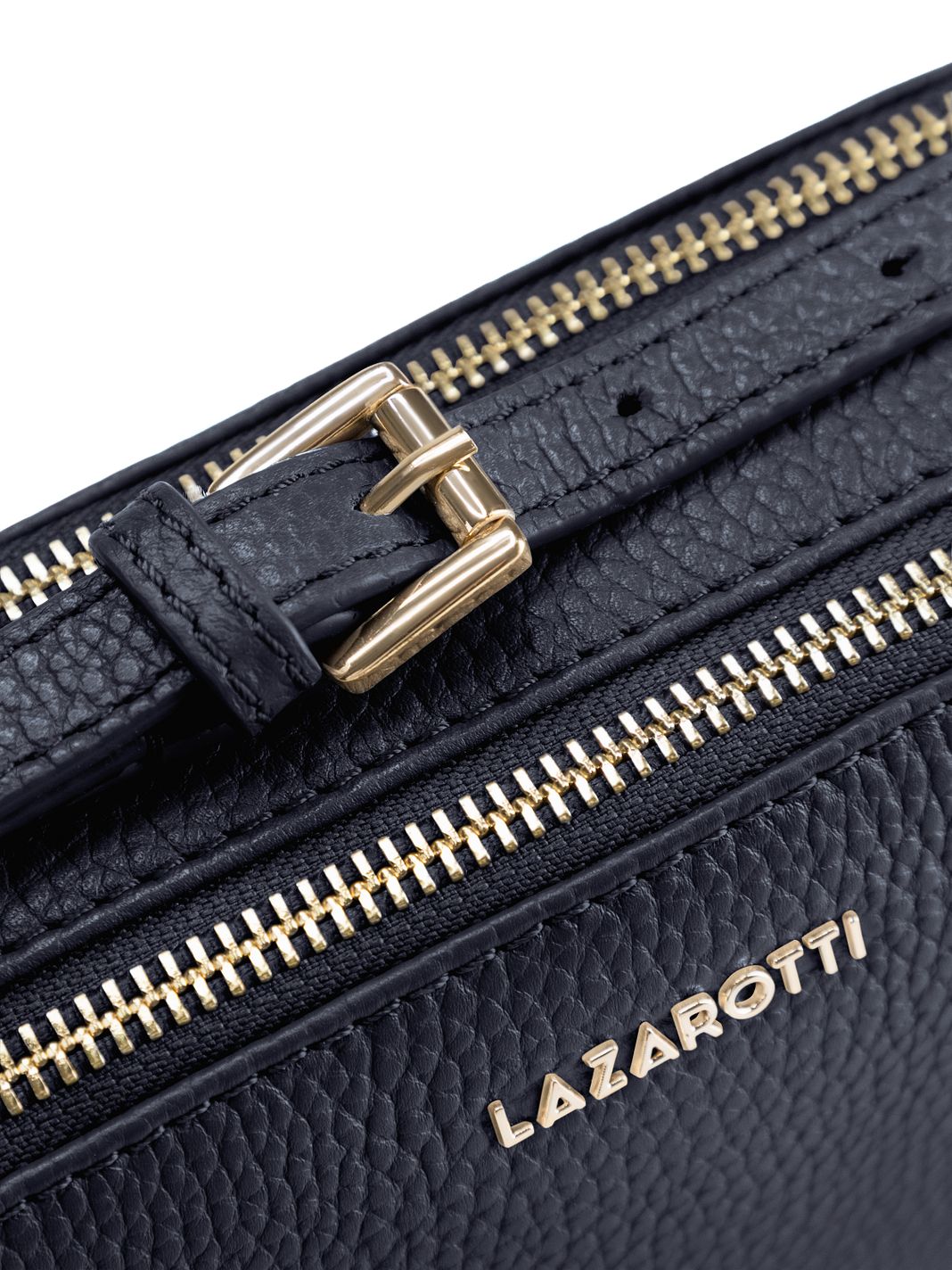Lazarotti Bologna lädercrossbody-väska, kameraväska i läder med dubbla dragkedjor, 18 cm Lazarotti Bologna lädercrossbody-väska, kameraväska i läder med dubbla dragkedjor, 18 cm