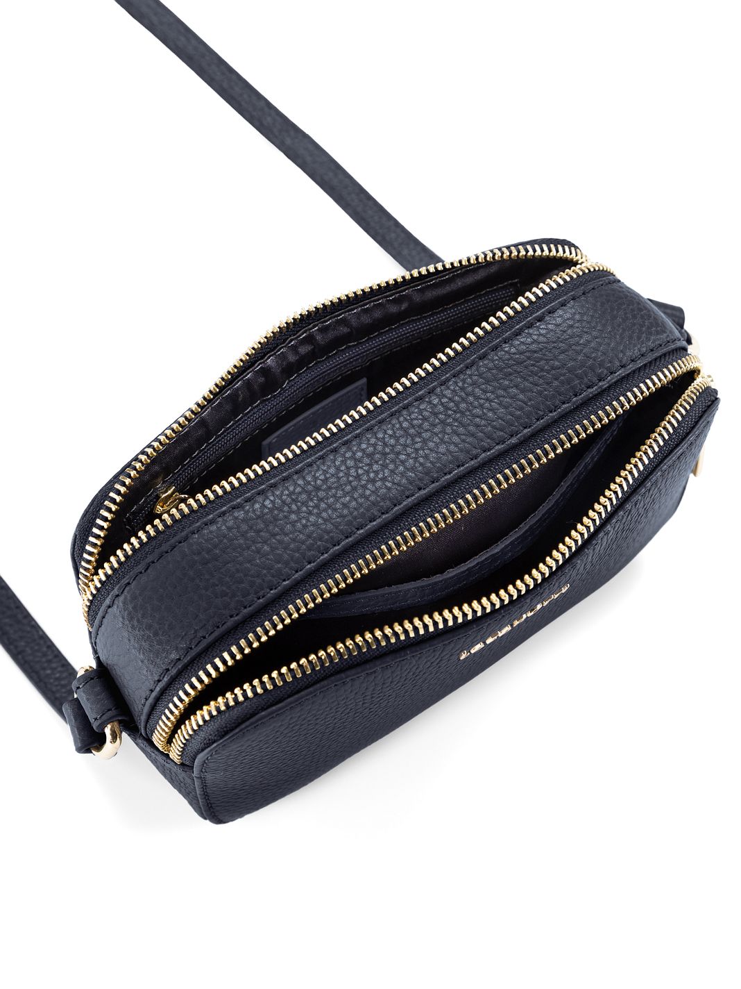 Lazarotti Bologna lädercrossbody-väska, kameraväska i läder med dubbla dragkedjor, 18 cm Lazarotti Bologna lädercrossbody-väska, kameraväska i läder med dubbla dragkedjor, 18 cm