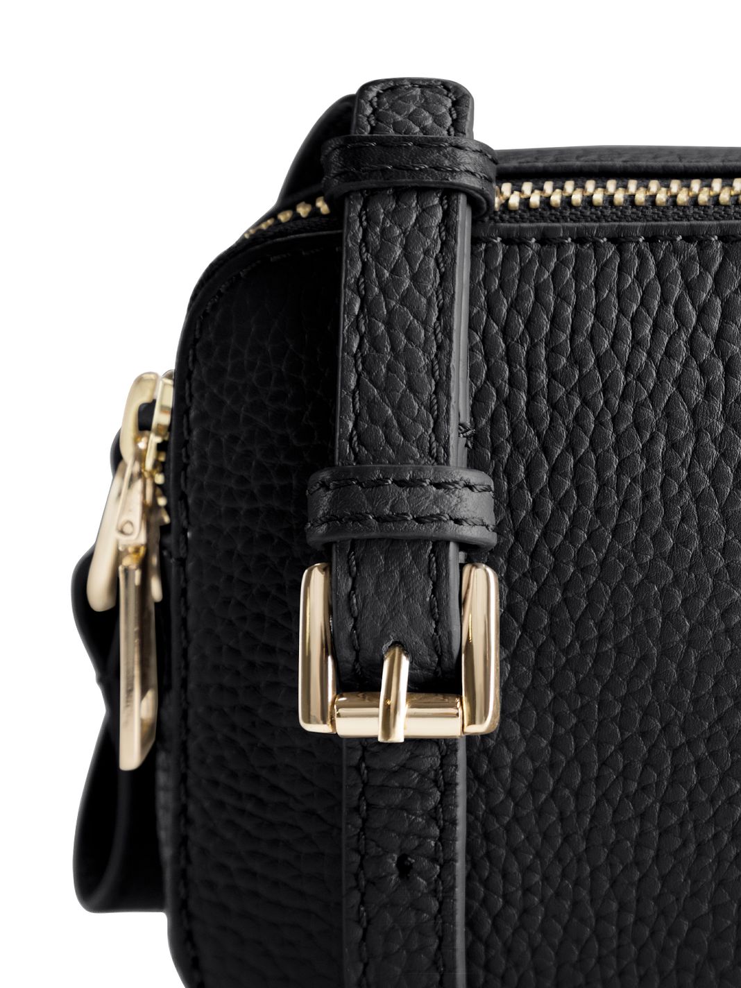 Lazarotti Bologna lädercrossbody-väska, kameraväska i läder med dubbla dragkedjor, 18 cm