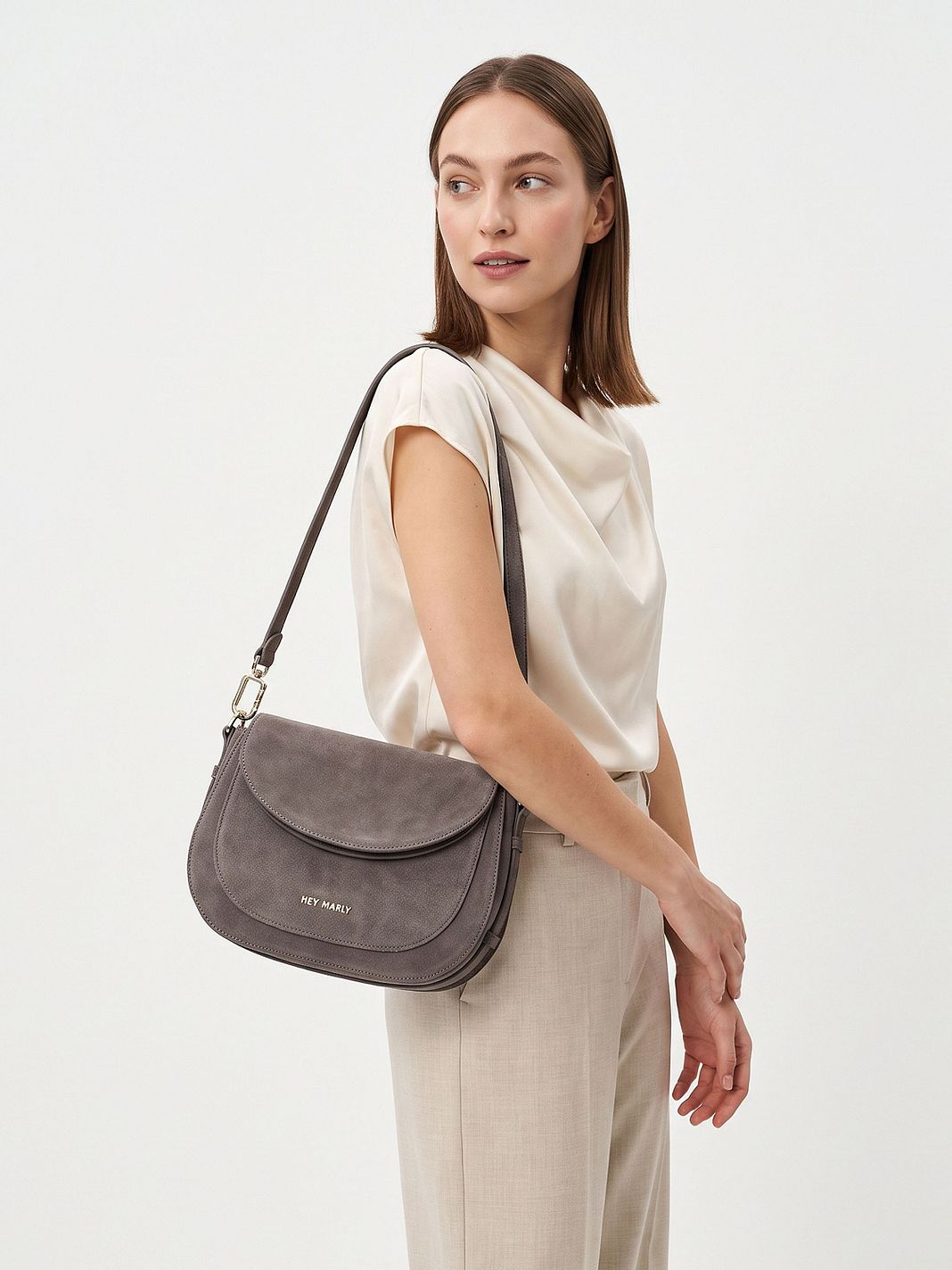 Hey Marly Big Sister Suede Borsa a spalla S Vera Pelle 25 cm Hey Marly Big Sister Suede Borsa a spalla S Vera Pelle 25 cm