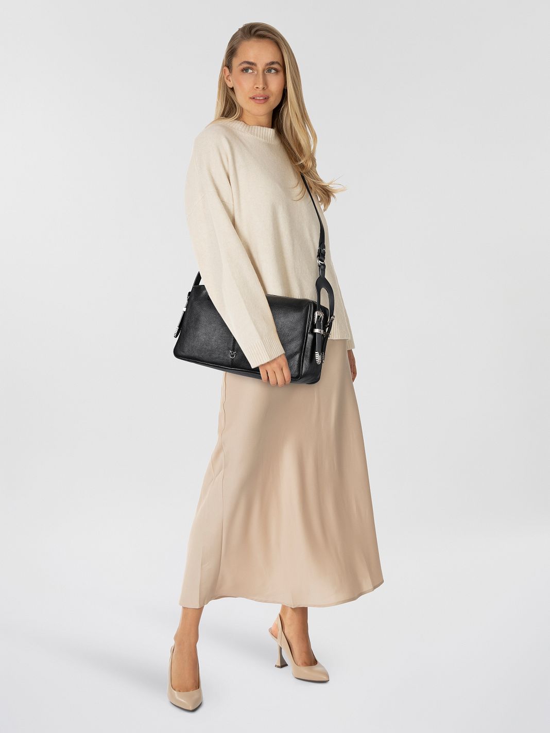 PINKO 24 Classic Borsa a spalla Vera Pelle 34 cm PINKO 24 Classic Borsa a spalla Vera Pelle 34 cm