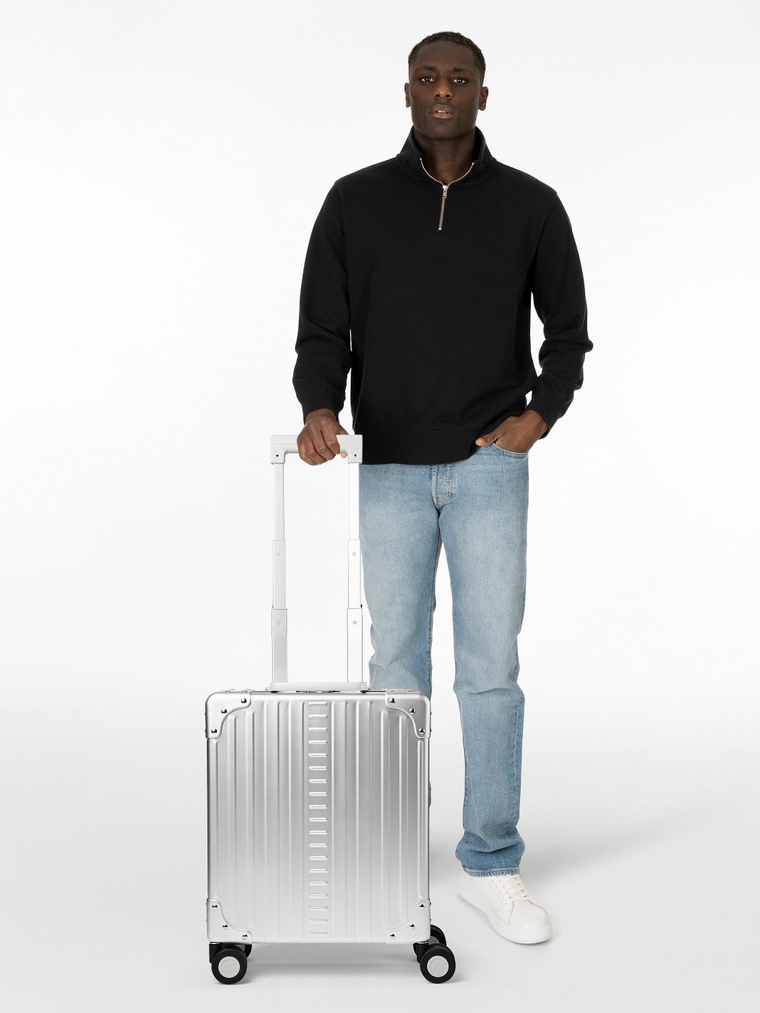Aleon Trolley cabina Business a 4 ruote in Alluminio, 42 cm, con scomparto per laptop