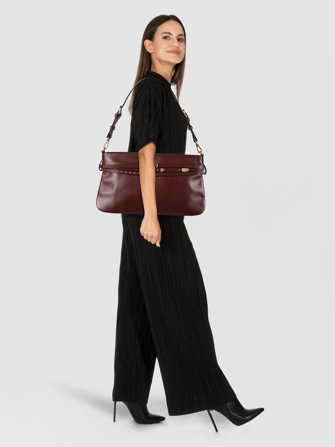 PINKO Belt Bag Classic Borsa a spalla Vera Pelle 33 cm