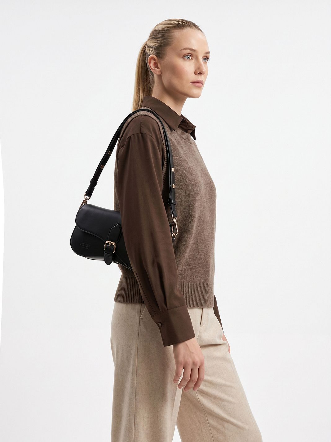 Guess Charlotte Borsa a spalla Vera Pelle 24 cm