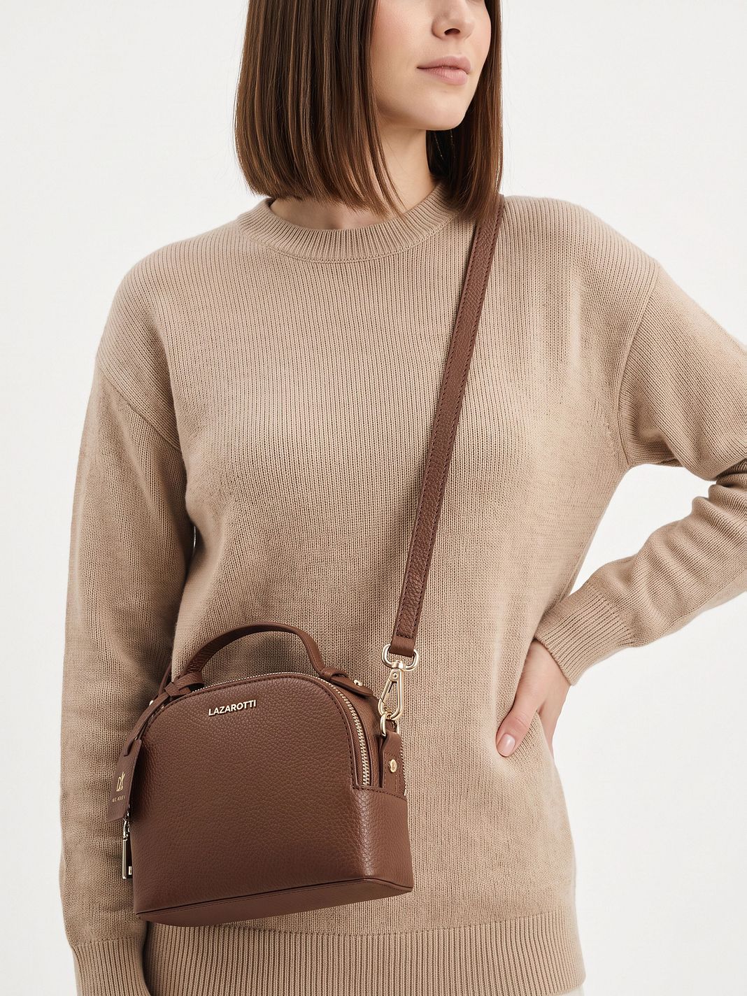Lazarotti Bolso bandolera de piel «Bologna» de 17 cm Lazarotti Bolso bandolera de piel «Bologna» de 17 cm