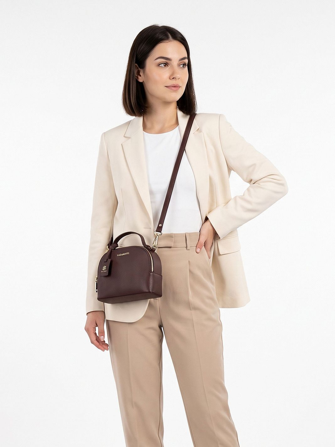 Lazarotti Bolso bandolera de piel «Bologna» de 17 cm Lazarotti Bolso bandolera de piel «Bologna» de 17 cm