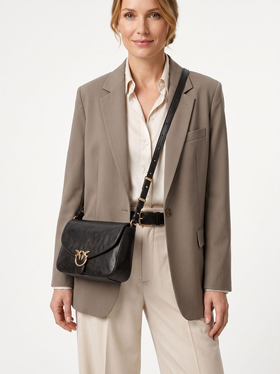 PINKO Love Satchel Classic Bolso bandolera Piel natural 27 cm