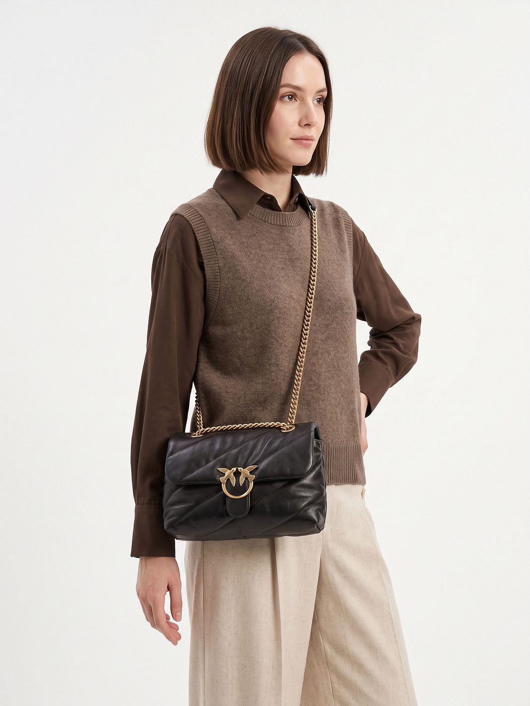 PINKO Love Puff Mini Bolso para hombre Piel natural 23 cm