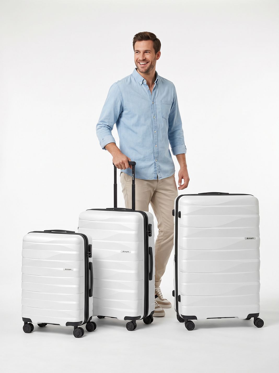 Bergpfeil Travel 4 ruedas Juego de maletas 3 piezas Con asa expansible Bergpfeil Travel 4 ruedas Juego de maletas 3 piezas Con asa expansible