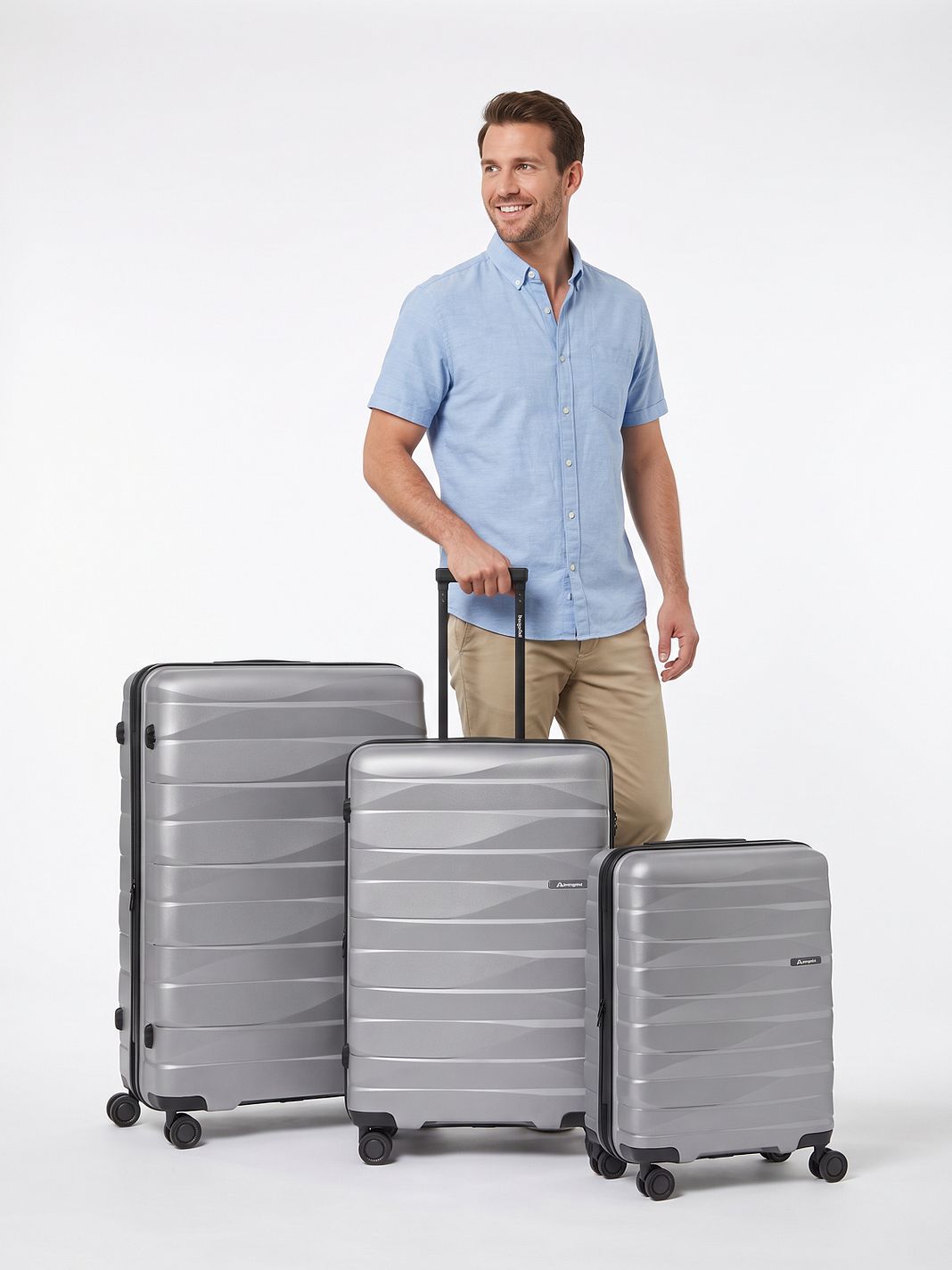Bergpfeil Travel 4 ruedas Juego de maletas 3 piezas Con asa expansible Bergpfeil Travel 4 ruedas Juego de maletas 3 piezas Con asa expansible
