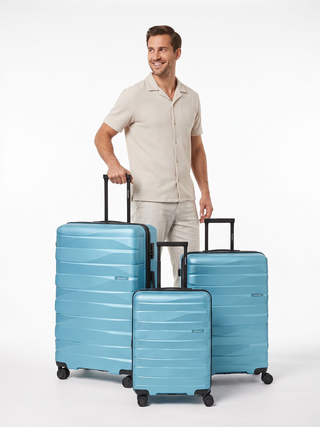 Bergpfeil Travel 4 ruedas Juego de maletas 3 piezas Con asa expansible Bergpfeil Travel 4 ruedas Juego de maletas 3 piezas Con asa expansible