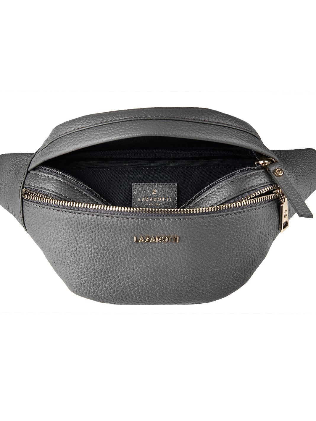 Lazarotti Bologna læder bæltetaske med dobbelt lynlås, crossbody-taske i læder, 25 cm Lazarotti Bologna læder bæltetaske med dobbelt lynlås, crossbody-taske i læder, 25 cm