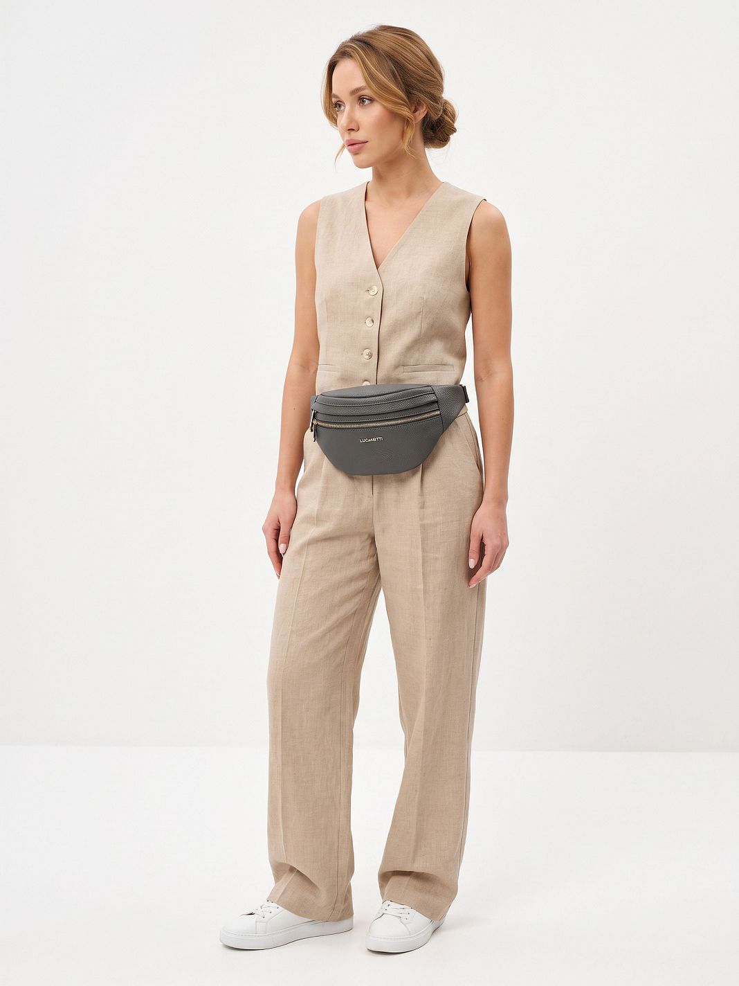 Lazarotti Bologna læder bæltetaske med dobbelt lynlås, crossbody-taske i læder, 25 cm Lazarotti Bologna læder bæltetaske med dobbelt lynlås, crossbody-taske i læder, 25 cm