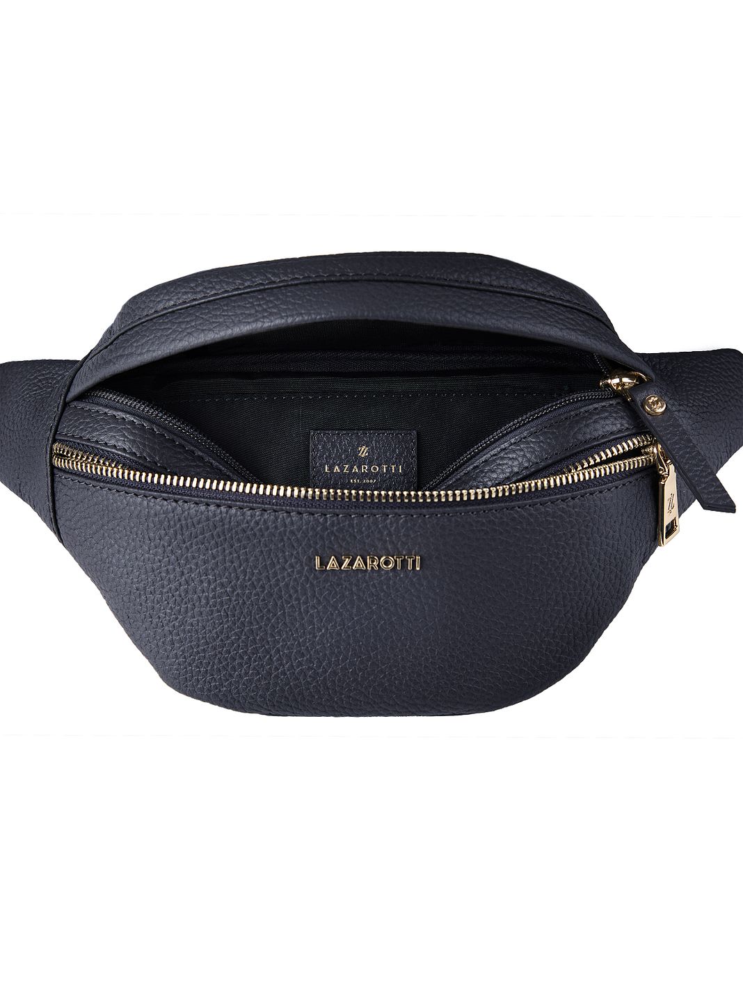 Lazarotti Bologna læder bæltetaske med dobbelt lynlås, crossbody-taske i læder, 25 cm Lazarotti Bologna læder bæltetaske med dobbelt lynlås, crossbody-taske i læder, 25 cm