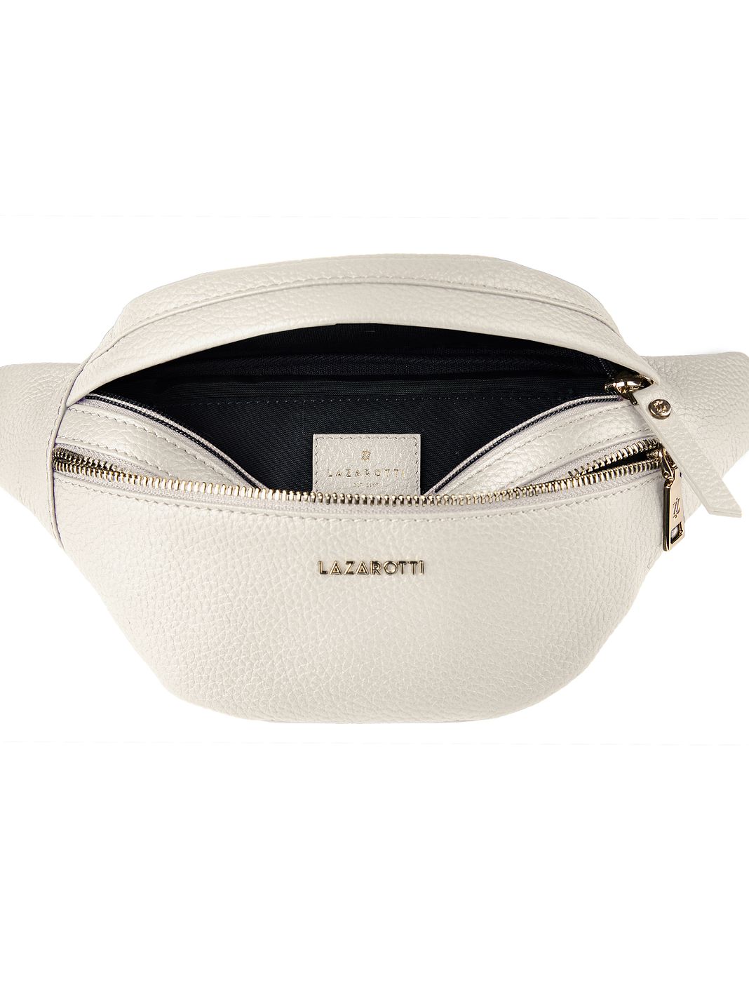 Lazarotti Bologna læder bæltetaske med dobbelt lynlås, crossbody-taske i læder, 25 cm Lazarotti Bologna læder bæltetaske med dobbelt lynlås, crossbody-taske i læder, 25 cm