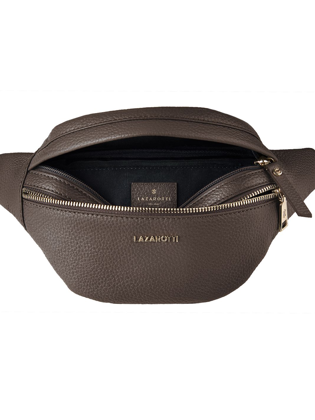 Lazarotti Bologna læder bæltetaske med dobbelt lynlås, crossbody-taske i læder, 25 cm Lazarotti Bologna læder bæltetaske med dobbelt lynlås, crossbody-taske i læder, 25 cm