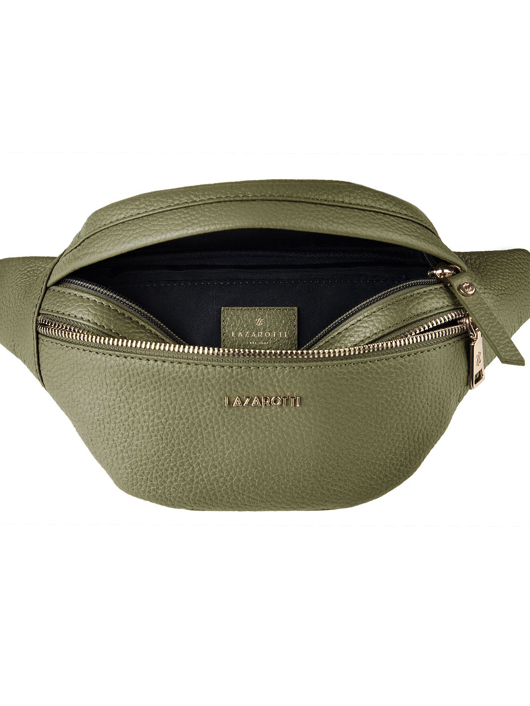 Lazarotti Bologna læder bæltetaske med dobbelt lynlås, crossbody-taske i læder, 25 cm Lazarotti Bologna læder bæltetaske med dobbelt lynlås, crossbody-taske i læder, 25 cm