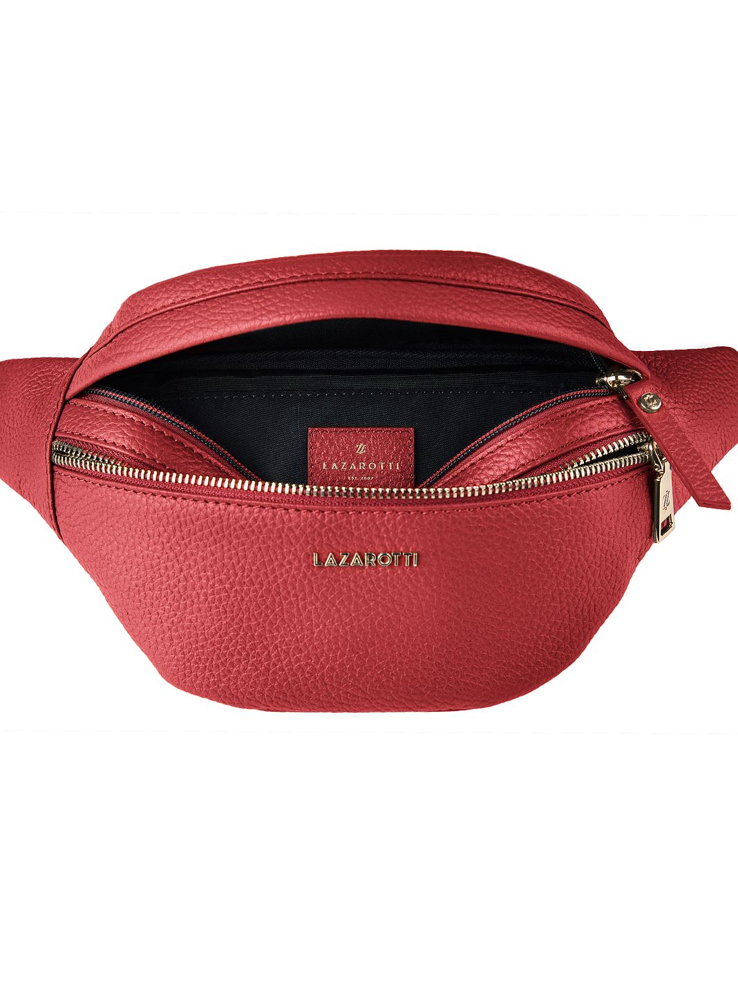 Lazarotti Bologna læder bæltetaske med dobbelt lynlås, crossbody-taske i læder, 25 cm Lazarotti Bologna læder bæltetaske med dobbelt lynlås, crossbody-taske i læder, 25 cm