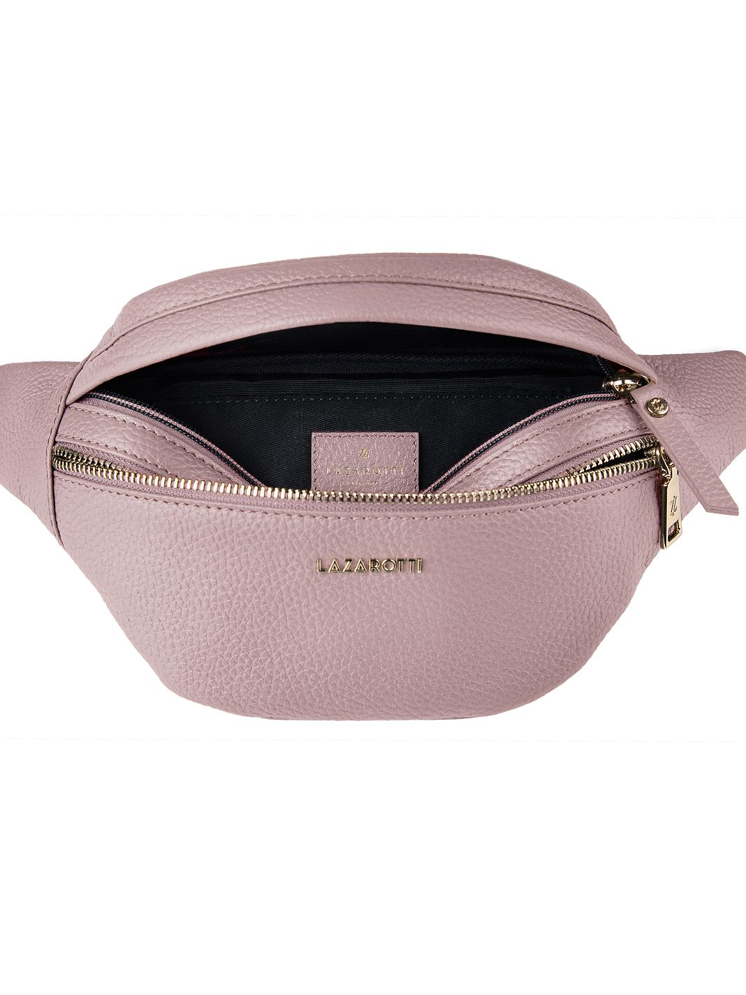Lazarotti Bologna læder bæltetaske med dobbelt lynlås, crossbody-taske i læder, 25 cm Lazarotti Bologna læder bæltetaske med dobbelt lynlås, crossbody-taske i læder, 25 cm