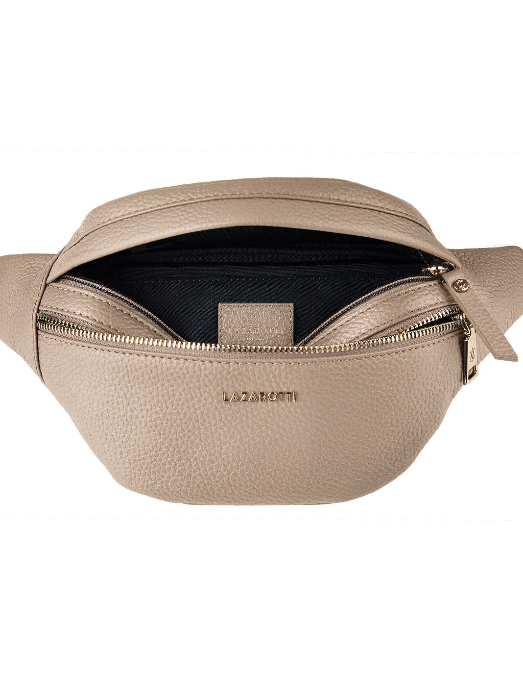 Lazarotti Bologna læder bæltetaske med dobbelt lynlås, crossbody-taske i læder, 25 cm Lazarotti Bologna læder bæltetaske med dobbelt lynlås, crossbody-taske i læder, 25 cm