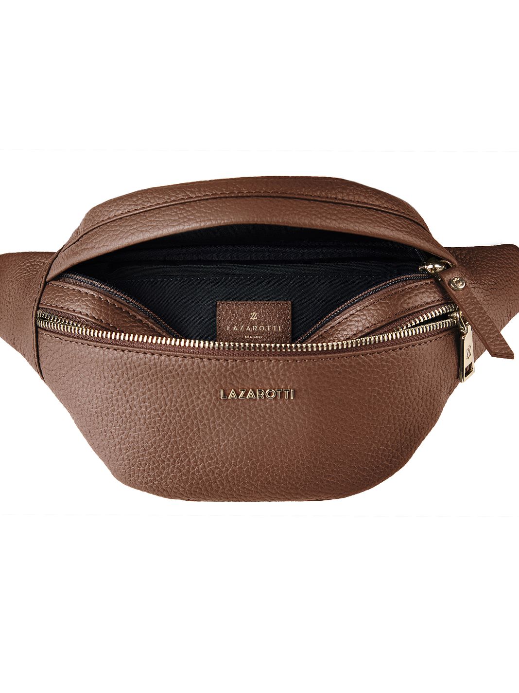 Lazarotti Bologna læder bæltetaske med dobbelt lynlås, crossbody-taske i læder, 25 cm Lazarotti Bologna læder bæltetaske med dobbelt lynlås, crossbody-taske i læder, 25 cm