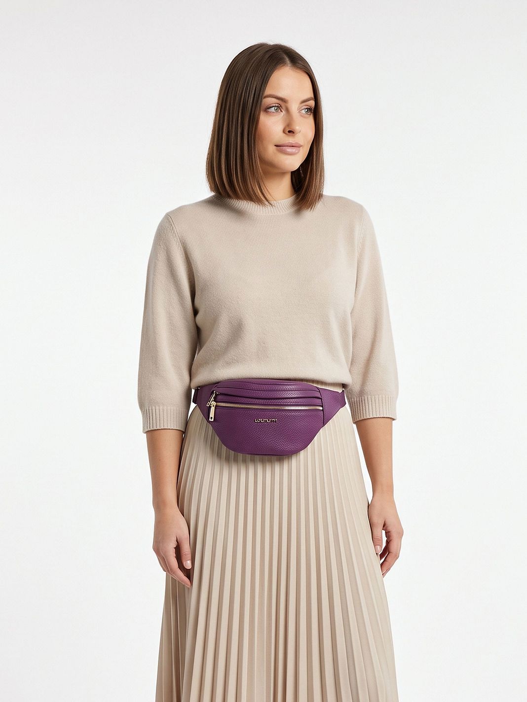 Lazarotti Bologna læder bæltetaske med dobbelt lynlås, crossbody-taske i læder, 25 cm Lazarotti Bologna læder bæltetaske med dobbelt lynlås, crossbody-taske i læder, 25 cm