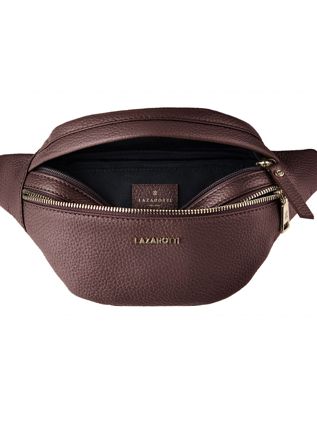 Lazarotti Bologna læder bæltetaske med dobbelt lynlås, crossbody-taske i læder, 25 cm Lazarotti Bologna læder bæltetaske med dobbelt lynlås, crossbody-taske i læder, 25 cm