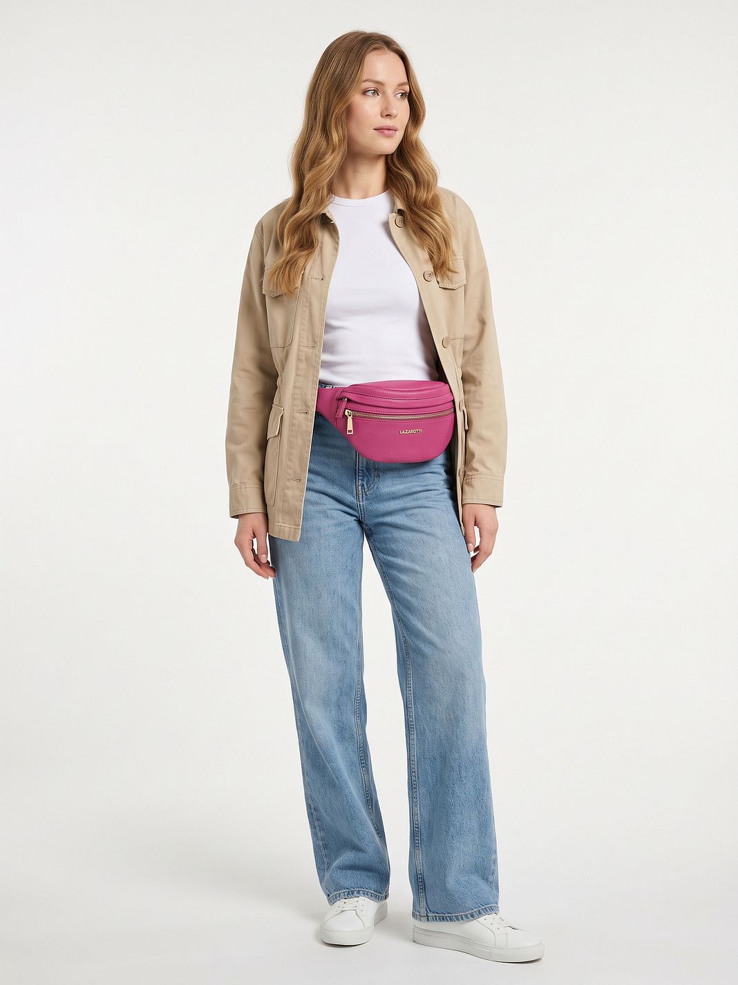 Lazarotti Bologna læder bæltetaske med dobbelt lynlås, crossbody-taske i læder, 25 cm Lazarotti Bologna læder bæltetaske med dobbelt lynlås, crossbody-taske i læder, 25 cm