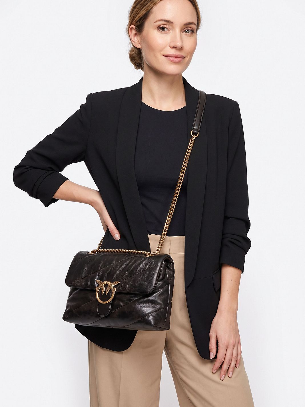 PINKO Love Puff Classic Crossbody taske Læder 28 cm PINKO Love Puff Classic Crossbody taske Læder 28 cm