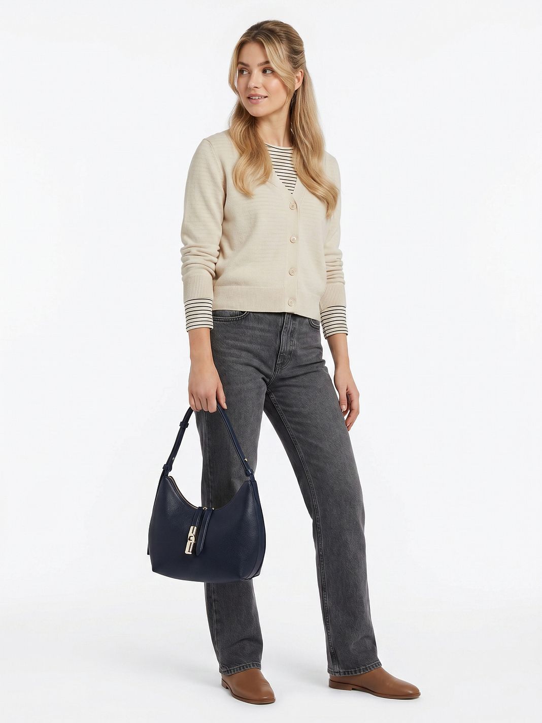 Furla Goccia Bolso de hombro Piel natural 22 cm Furla Goccia Bolso de hombro Piel natural 22 cm