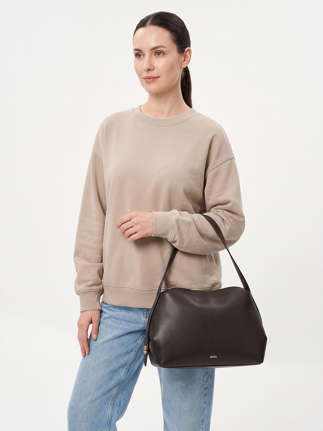 Boss Caylie Skuldertaske Læder 30 cm