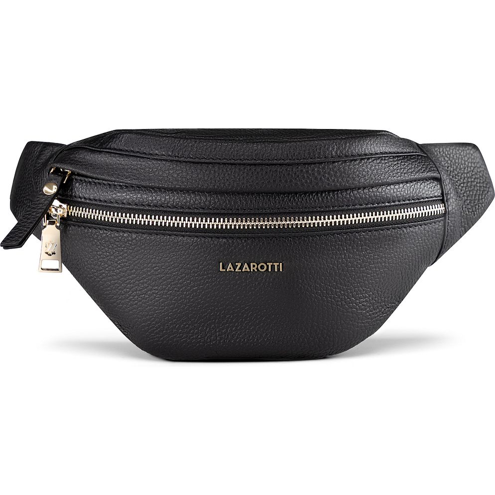 Lazarotti Marsupio in pelle di Bologna con doppia cerniera, 25 cm