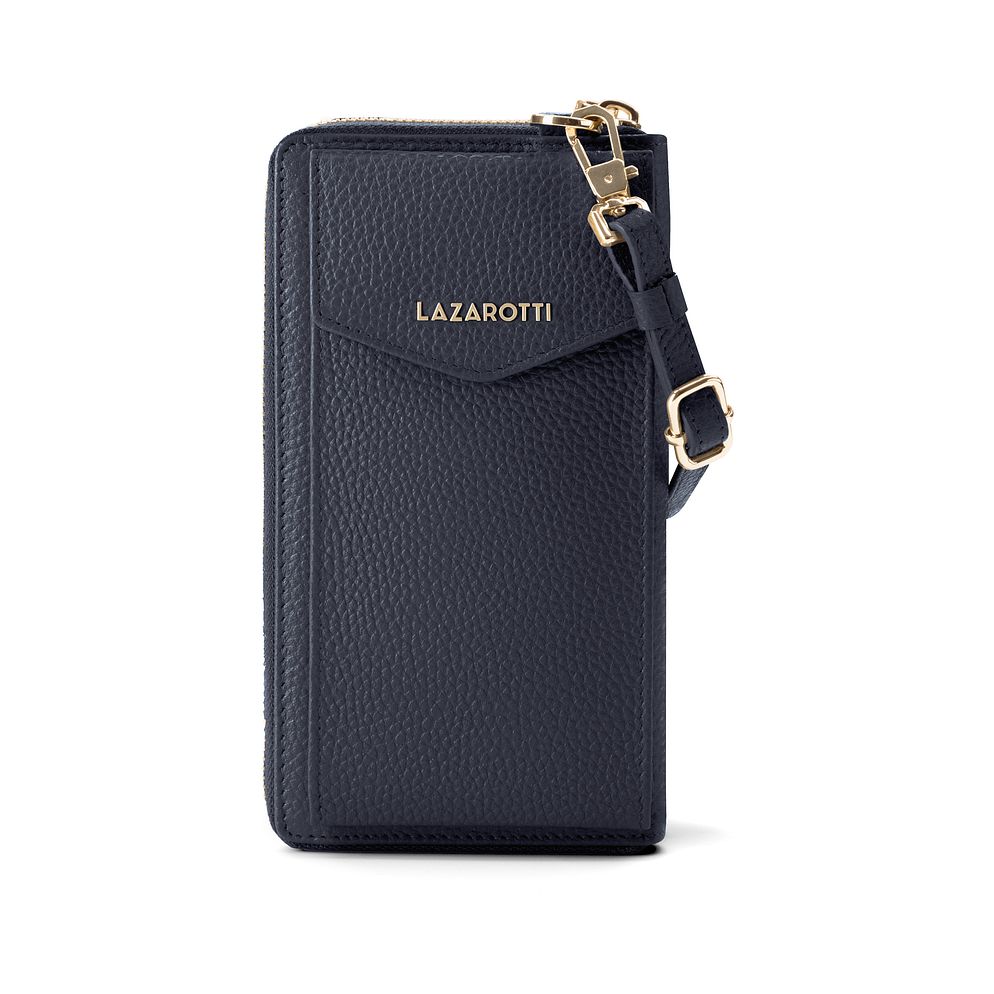 Lazarotti Portafoglio con chiusura a zip in pelle di Bologna, custodia per cellulare, 19 cm Lazarotti Portafoglio con chiusura a zip in pelle di Bologna, custodia per cellulare, 19 cm