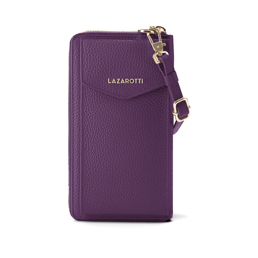 Lazarotti Portafoglio con chiusura a zip in pelle di Bologna, custodia per cellulare, 19 cm Lazarotti Portafoglio con chiusura a zip in pelle di Bologna, custodia per cellulare, 19 cm
