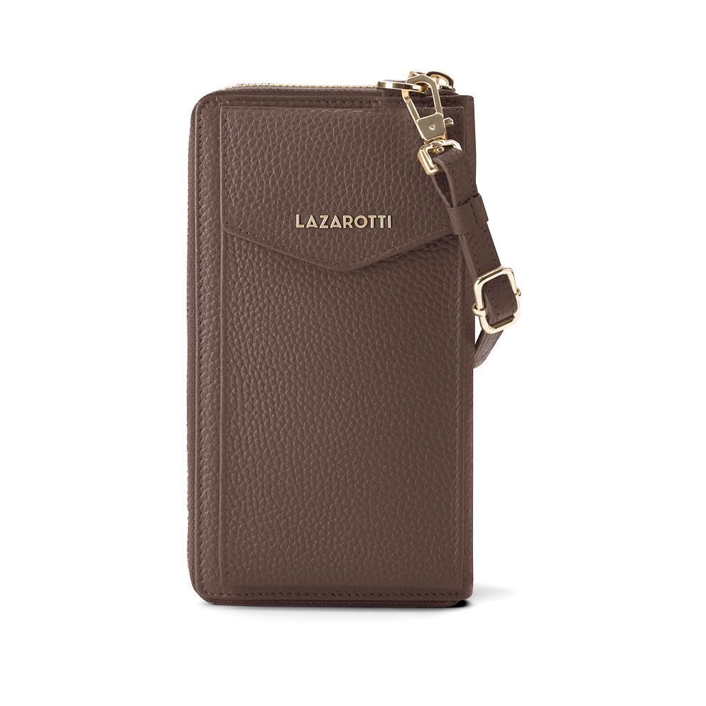 Lazarotti Portafoglio con chiusura a zip in pelle di Bologna, custodia per cellulare, 19 cm Lazarotti Portafoglio con chiusura a zip in pelle di Bologna, custodia per cellulare, 19 cm