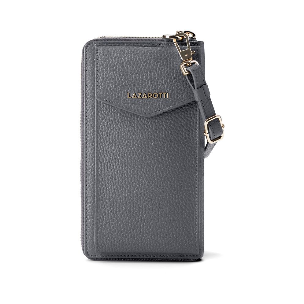 Lazarotti Portafoglio con chiusura a zip in pelle di Bologna, custodia per cellulare, 19 cm Lazarotti Portafoglio con chiusura a zip in pelle di Bologna, custodia per cellulare, 19 cm