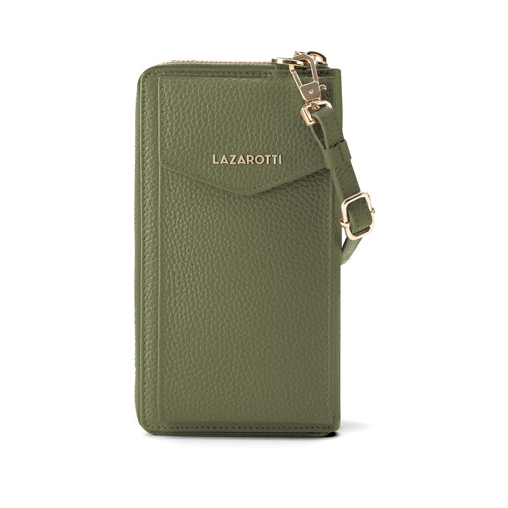 Lazarotti Portafoglio con chiusura a zip in pelle di Bologna, custodia per cellulare, 19 cm Lazarotti Portafoglio con chiusura a zip in pelle di Bologna, custodia per cellulare, 19 cm