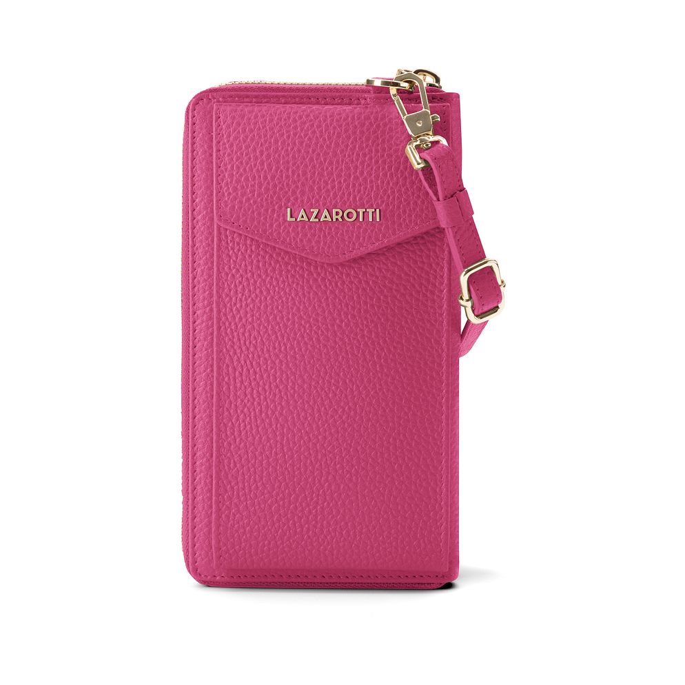 Lazarotti Portafoglio con chiusura a zip in pelle di Bologna, custodia per cellulare, 19 cm Lazarotti Portafoglio con chiusura a zip in pelle di Bologna, custodia per cellulare, 19 cm