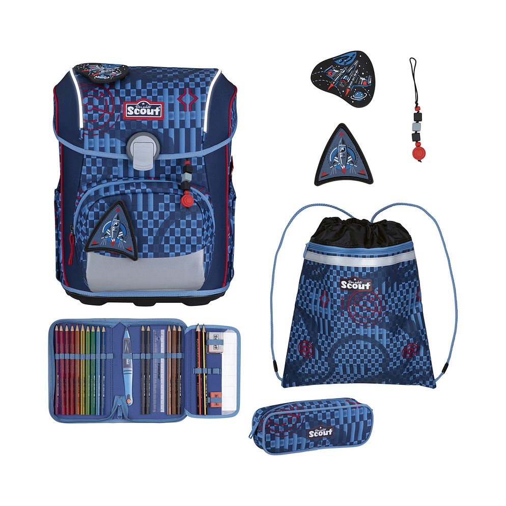 Scout Neo Exklusiv Safety Light Set di borse per la scuola 5 pezzi Scout Neo Exklusiv Safety Light Set di borse per la scuola 5 pezzi