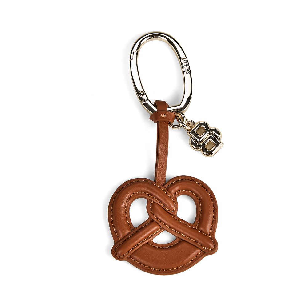 Boss Bretzel-nyckelring i läder, 12 cm