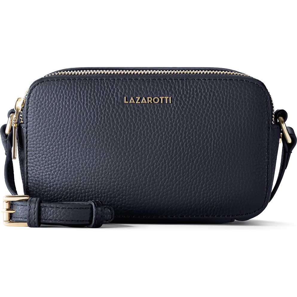 Lazarotti Bologna lädercrossbody-väska, kameraväska i läder med dubbla dragkedjor, 18 cm Lazarotti Bologna lädercrossbody-väska, kameraväska i läder med dubbla dragkedjor, 18 cm