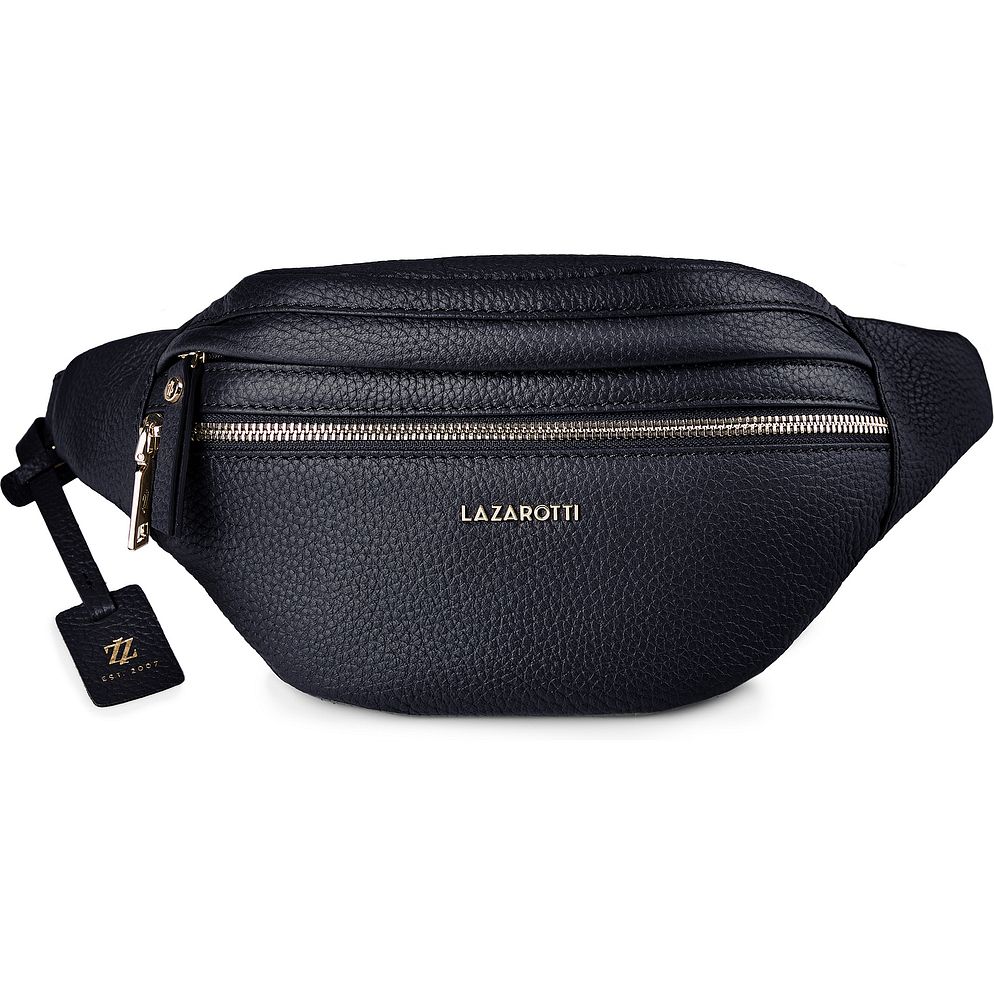 Lazarotti Bologna læder bæltetaske med dobbelt lynlås, crossbody-taske i læder, 25 cm Lazarotti Bologna læder bæltetaske med dobbelt lynlås, crossbody-taske i læder, 25 cm