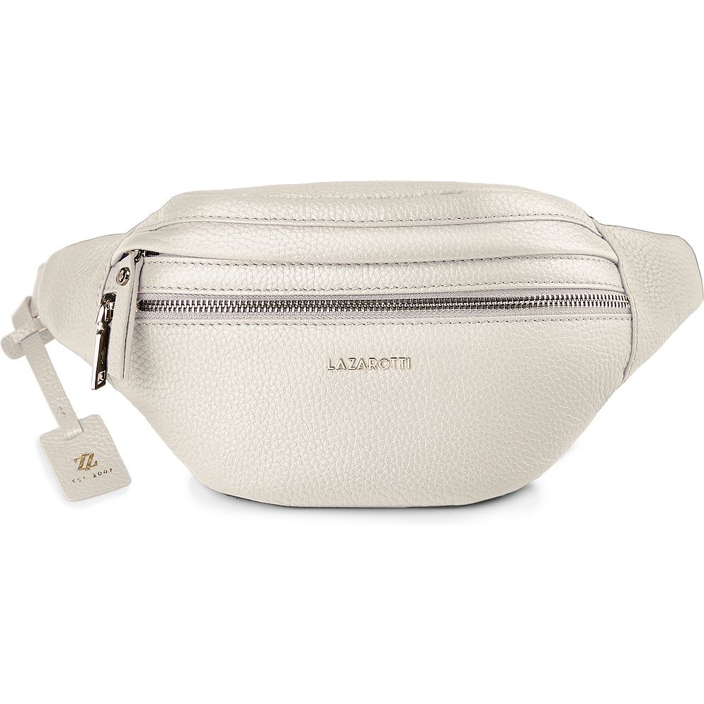Lazarotti Bologna læder bæltetaske med dobbelt lynlås, crossbody-taske i læder, 25 cm Lazarotti Bologna læder bæltetaske med dobbelt lynlås, crossbody-taske i læder, 25 cm